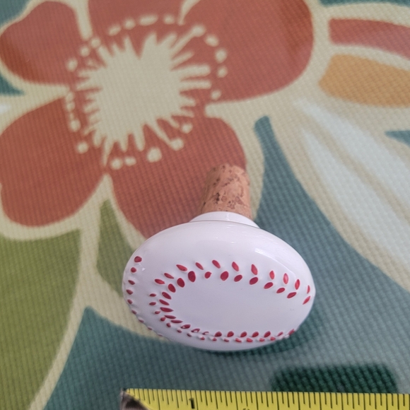 White and Red Baseball Bottle Cork - Picture 4 of 5